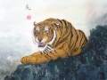 Tiger on Silk by Malcolm Gowlett